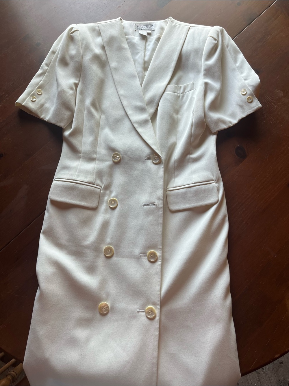 Aritzia Cream Double-Breasted Blazer Dress